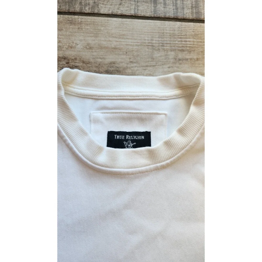 True Religion Men's White Pullover Sweatshirt with Pockets Size S